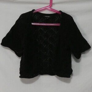GEORGE size small Black Open Front Short Sleeve Lace Cotton Cardigan